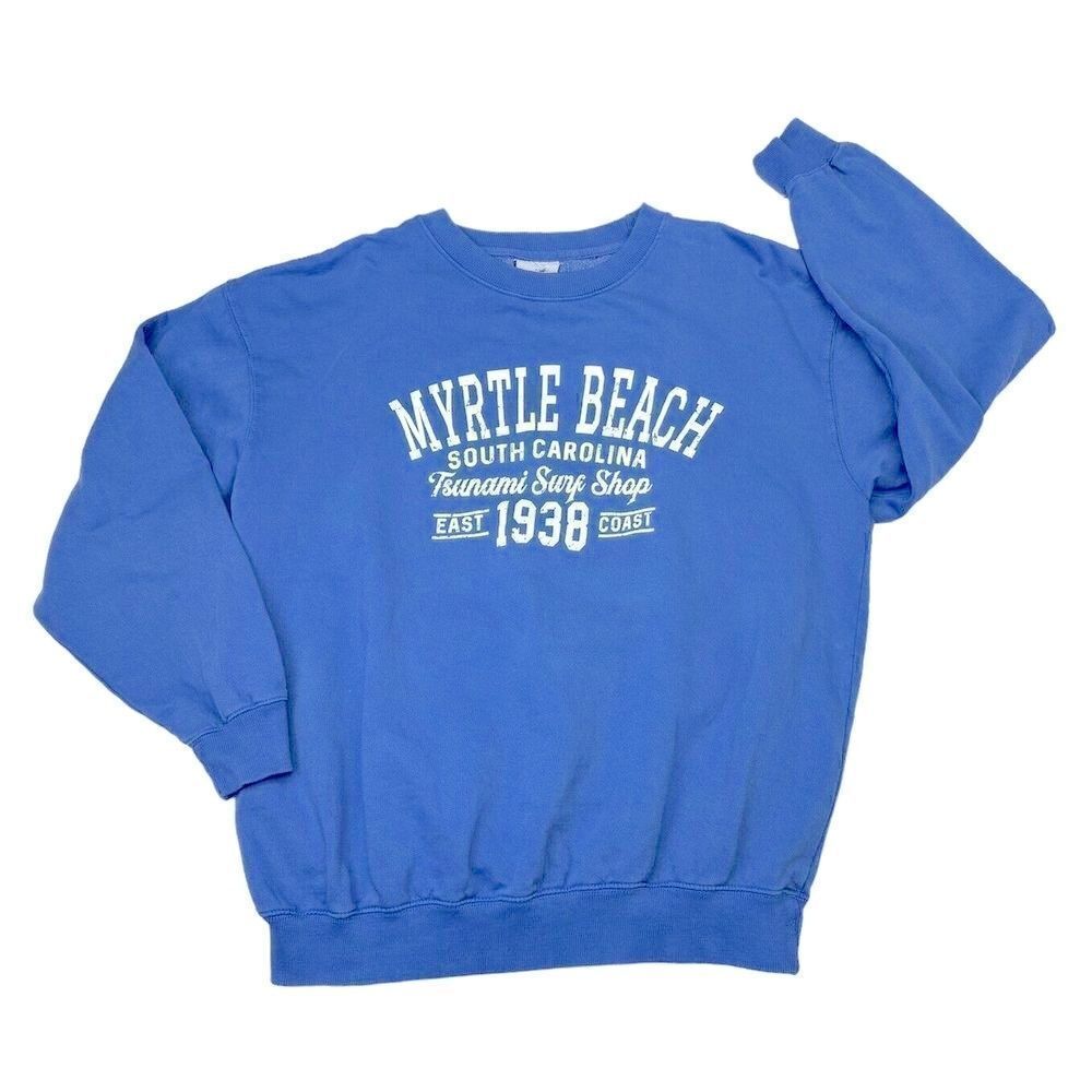 Salty Wave Myrtle Beach Tsunami Surf Shop Blue White Sweatshirt Women’s Size XL